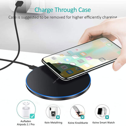 Fast Wireless Charging Pad Compatible with iPhone 16 15 14 13 12 11 Pro Max/13 12 Mini/XR/XS/X,Samsung Galaxy Z Fold/Flip,S24/S23/S22/S21/S20/Note 20,Pixel 9 Pro,AirPodPro/Galaxy Buds/Pixel Buds