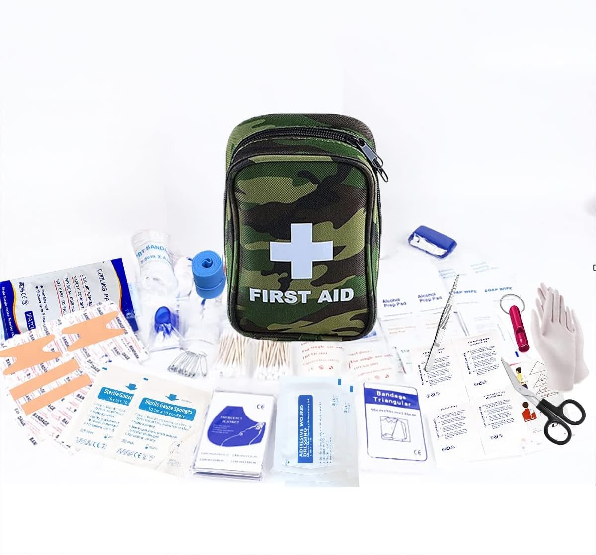 First Aid Kit, Compact Emergency Kit 168 Units Survival Kit with EDC First Aid Belt Pouch Small Case for Home Office Car Hiking Camping