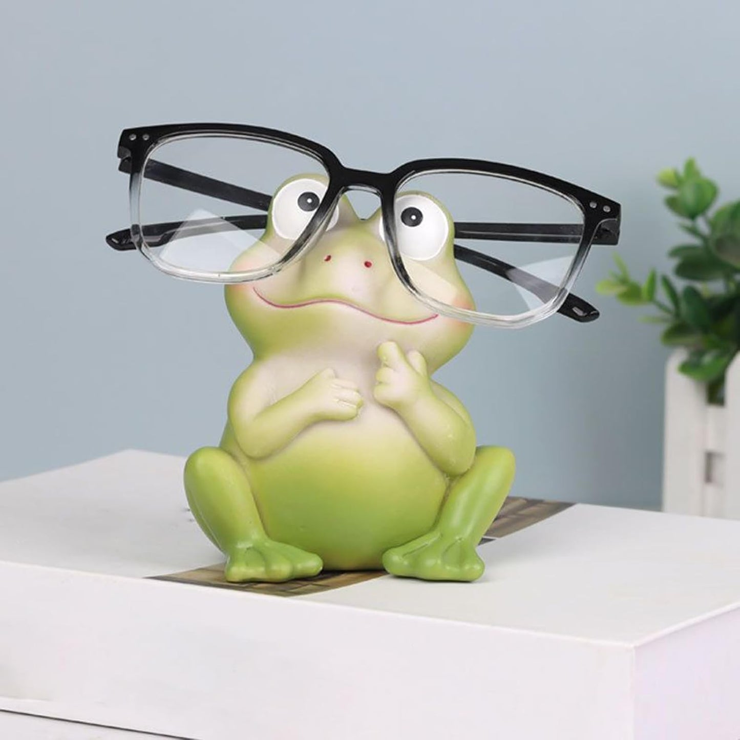 Generic Glasses Stand Frog Statue - Eye Glass Holder, Animal Figure Memory, Decorative Glasses Organiser, Desktop Ornament, Bedside Table Display for Bedroom, Home Accessories, Easy to Use