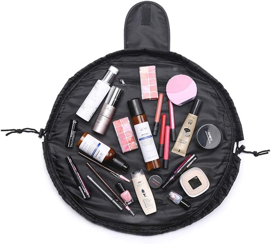MUXItrade Cosmetic Bag, Beauty Case Make Up Bag, One-Step Organizer, Make Up Bag for Lazy Ladies, Black, Black