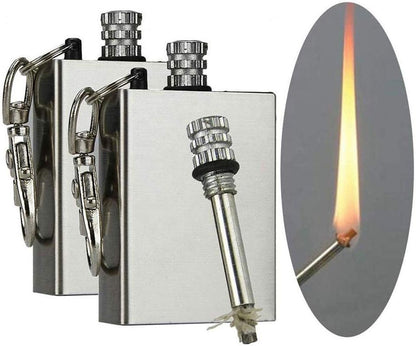 Scoutdoors Permanent Match & Emergency Lighter, Waterproof & Windproof - Stainless Steel Flint Fire Starter Survival Tool (3)