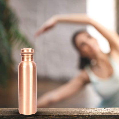 Handcrafted Hammered Traditional Indian 100% Pure Solid Plain Copper Bottle for Yoga, Sports, Outdoors, Daily Use, Leak-Proof Ayurvedic 34 Oz Copper Pitcher