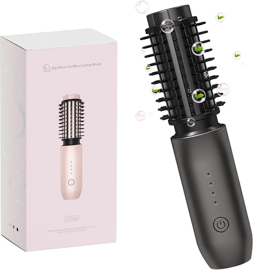 Portable Burling Iron Cordless - Cordless Hot Brush, Hair Curling Brush,4 Temperatures | Fast Heating, Anti-Scald, and Anti-Frizz, Crimper Hair Tool for Travel, Date, Work - Classic Black