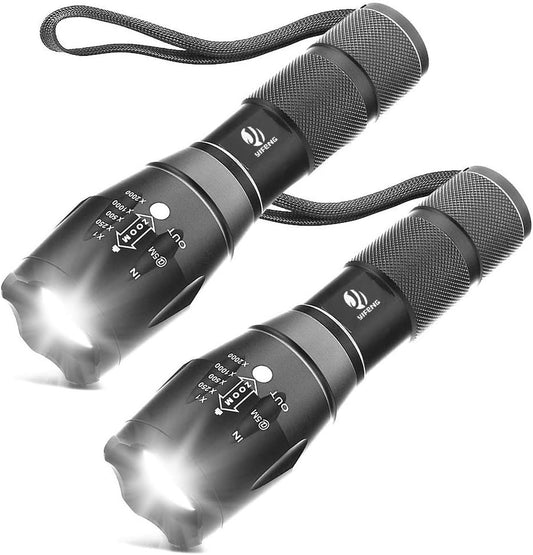 Tactical Flashlight, YIFENG XML T6 Ultra Bright LED Flashlight with Adjustable Focus and 5 Light Modes for Camping Hiking (2 Pack)