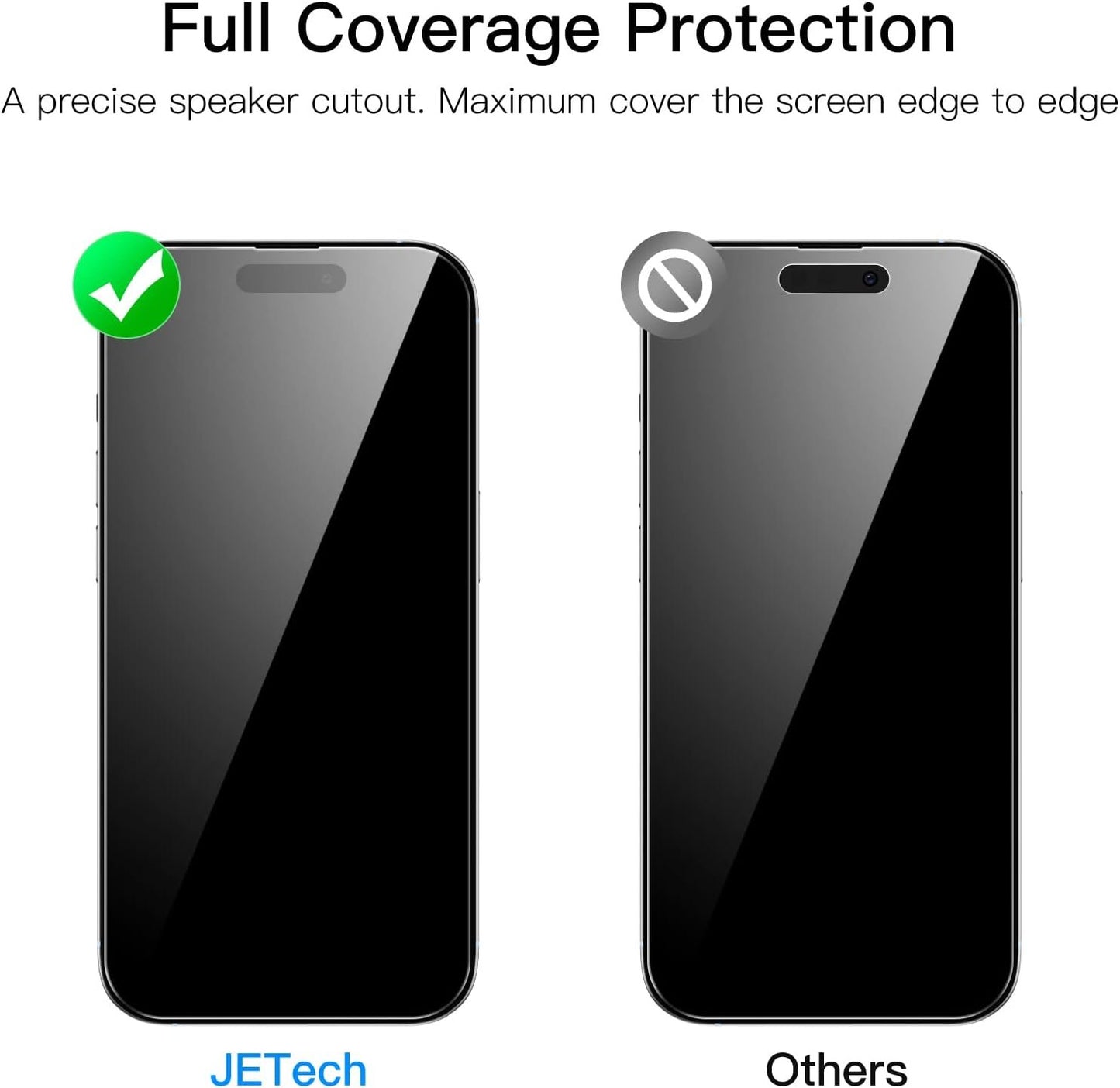 JETech Full Coverage Screen Protector for iPhone 14 Pro Max 6.7-Inch, 9H Tempered Glass Film Case-Friendly, HD Clear, 3-Pack