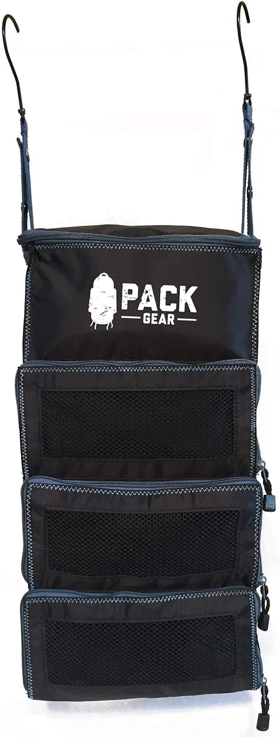 Pack Gear Suitcase Organizer | Pack More in your Large or Carry On Luggage | Unpack Instantly with these Compression Packing Cubes for Suitcases | Hanging Shelf Organizer for Closet (Black)