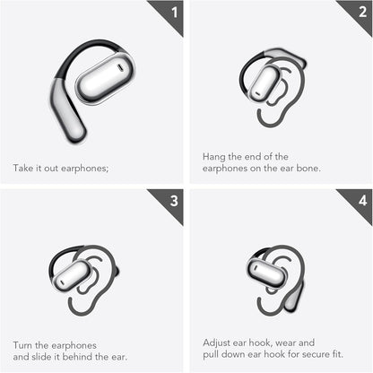 Open Ear Bluetooth Headphones 5.4 Ear Clip Wireless Earbuds with 4 HD Mics and 50 Hours Playtime Dual LED Display Charging Case Sports Ear Buds for Running/Workout, 2025 New Bone Conduction Headphones