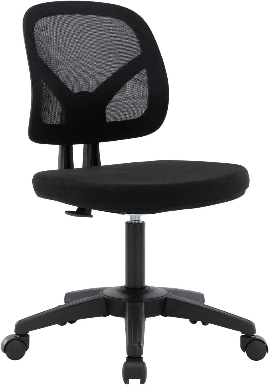 Moustache Task Office Desk Chair, Armless Executive Office Chair with Adjustable Height and Swivel Wheels for Home Studying Gaming (Black)