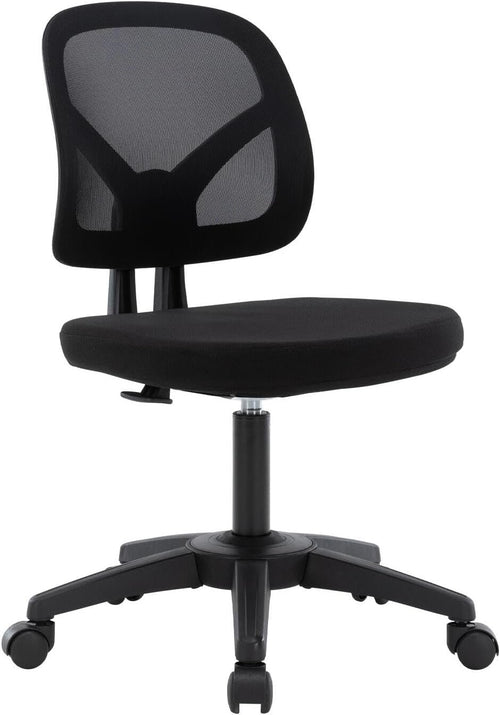 Moustache Task Office Desk Chair, Armless Executive Office Chair with Adjustable Height and Swivel Wheels for Home Studying Gaming (Black)
