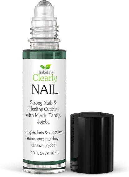 Isabella's Clearly NAIL and Cuticle Oil for Strong Nails and Soft Cuticles | Strengthening Roll On Nail Oil with Tea Tree, Jojoba and Blue Tansy to Repair and Nourish | Natural Essential Oil Blend