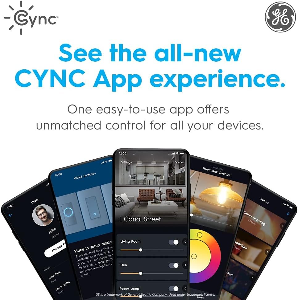 GE Lighting Cync A19 Smart Indoor Light, Works with Alexa and Google Assistant, Connected LED Bulb, 2-Pack, Soft White CLEDA199L2/SCA19