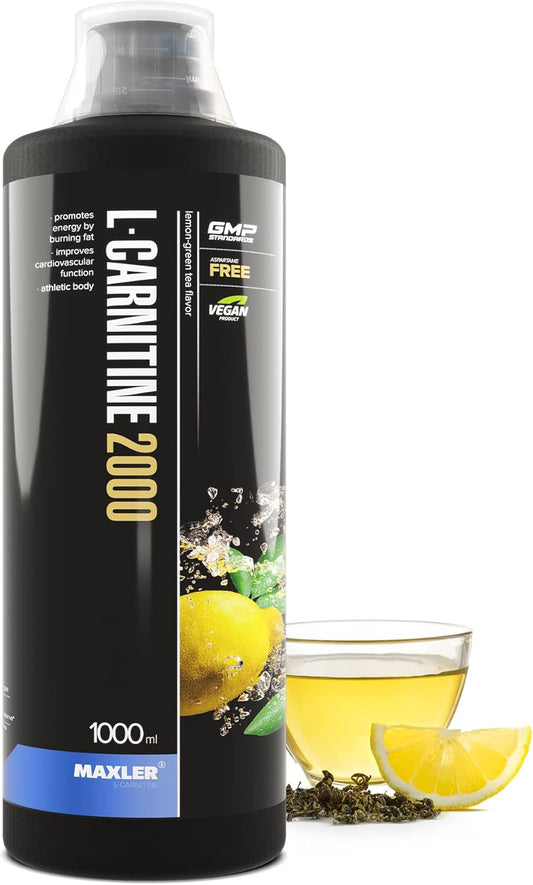 Maxler L Carnitine Liquid High Dose – L Liquid Carnitine – Vegan and Sugar Free – Rich in Flavour – Optimally Dosed – 2000 mg L-Carnitine per Serving – Green Tea with Lemon – 1000 ml