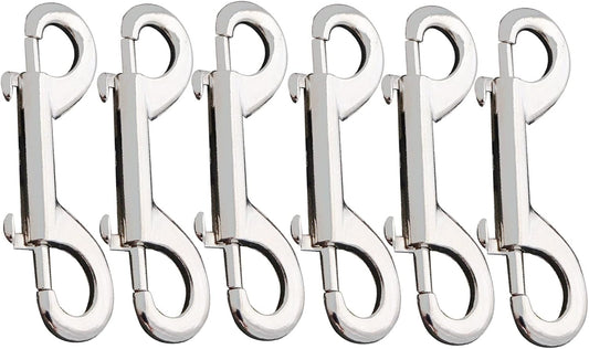 6 Pcs Snap Hooks with Double Ended Bolt, Metal Heavy Duty Dog Leash Clasp Stainless Steel, Multipurpose Chain Diving Clips for Water Bucket, Dog Leash, Pet Feed Bucket, Dog Chain, Hammock Horse Tack