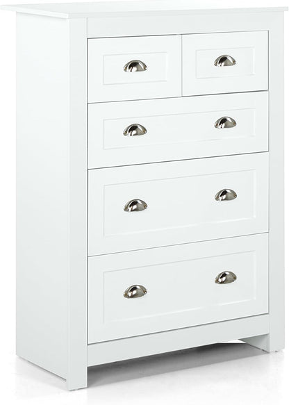 WeHome Modern Bedroom Chest of Drawers, Como Chest of 4 Wooden Drawers, Space-Saving Chest of Drawers, 100 x 40 x 70 cm, Chest of Drawers for Bedroom and Living Room with Chrome Handles (White)