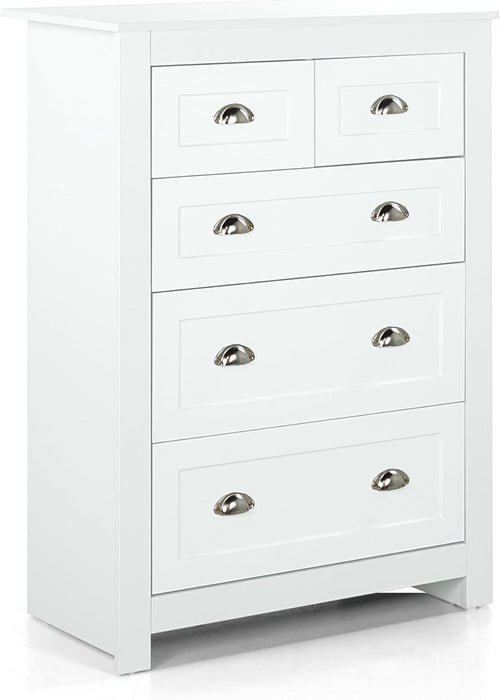 WeHome Modern Bedroom Chest of Drawers, Como Chest of 4 Wooden Drawers, Space-Saving Chest of Drawers, 100 x 40 x 70 cm, Chest of Drawers for Bedroom and Living Room with Chrome Handles (White)