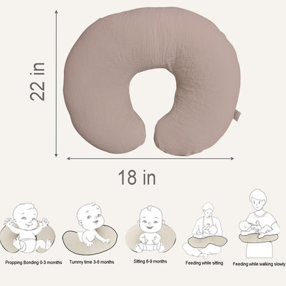 lethooly Nursing Pillow Cover,Muslin Cotton,Removable Cover for Breastfeeding Pillows, 2-Pack Pillow Covers, Ultra-Soft Baby Nursing Pillow, Fits Newborn Feeding Pillow 22.5IN*18IN (Sand), FHFHR-3D