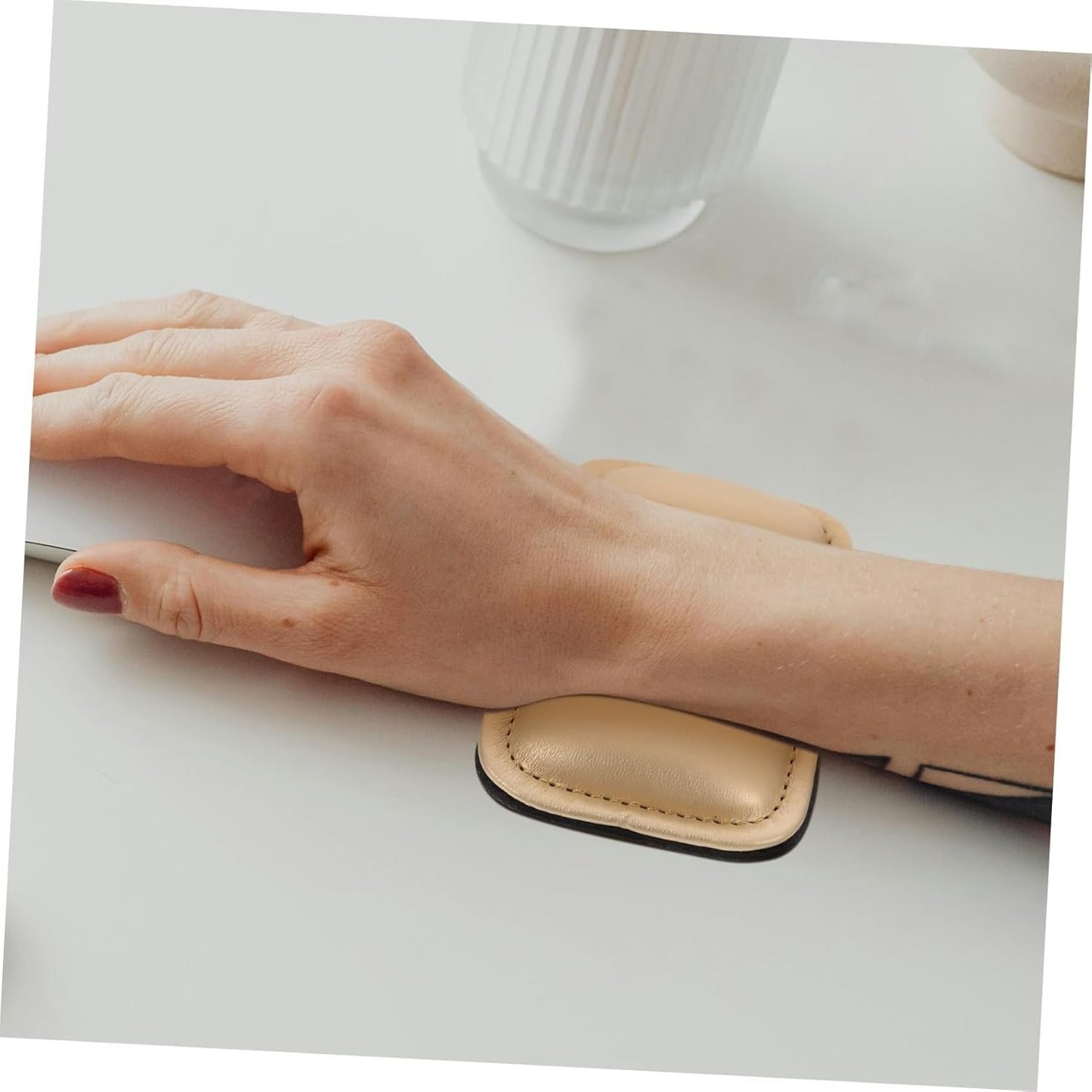 HOODANCOS Ergonomic Mouse Pad Wrist Rest Leather Office Essential Wrist Pillow Smooth Surface Movement
