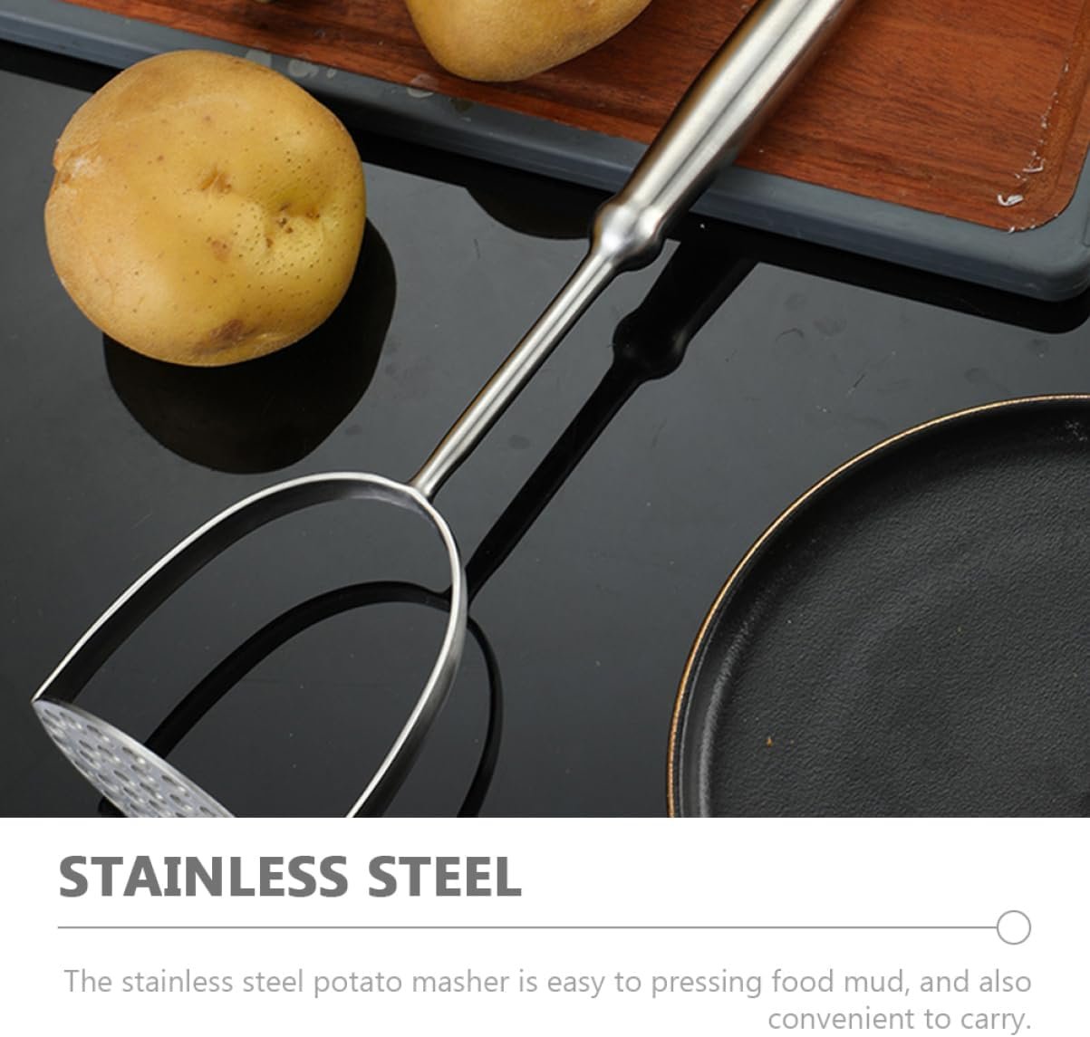 HOLIDYOYO Tools for Grinding Potatoes Set Kitchen Tools Kitchen Gadgets Kitchen Masher Press for Potatoes Dad Kitchen Utensils Crusher Beans Stainless Steel 304 Silver
