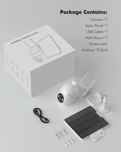 4G LTE Cellular Solar Security Camera Wireless Outdoor, No WiFi Needed, Solar Powered IP65 Waterproof, 2K Color Night Vision, 2 Way Talk, PIR Motion Alerts for Off-Grid Farm, Ranch, Rural Property