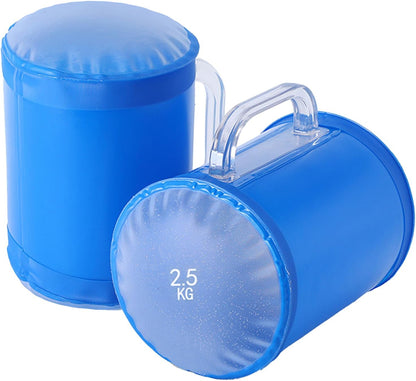 Core Strength Trainer, 2-Pack Adjustable Dumbbells, 5.51 x 5.51 x 6.3 inches, 5kg Capacity Each, Compact Musle Workout Gear, Water Filled Weights for Travel Fitness, Home, Beach