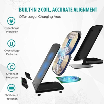 Wireless Charger 20W max Fast Wireless Charging Stand Compatible with iPhone 14 15 16 Pro Max/13 Pro/12/11/XS max/Xs/XR/8, Samsung Galaxy S24/S23/S22/S21/S20/Note 20 and More Phones (NO AC Adapter)