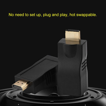 Dilwe HDMI to RJ45 Converter, 30M Lossless Single Cable Extender, 4k * 2k HDMI to RJ45 Conversion Adapter, Supports HDMI1.4 3D 1080P, Plug and Play, Stable Transmission