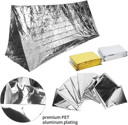 5PCS Emergency Mylar Thermal Blankets, Camping Emergency Blankets Heat Reserve Reflective Blanket for Outdoors, Survival Reflective Thermal First Aid Foil Blanket(Gold)