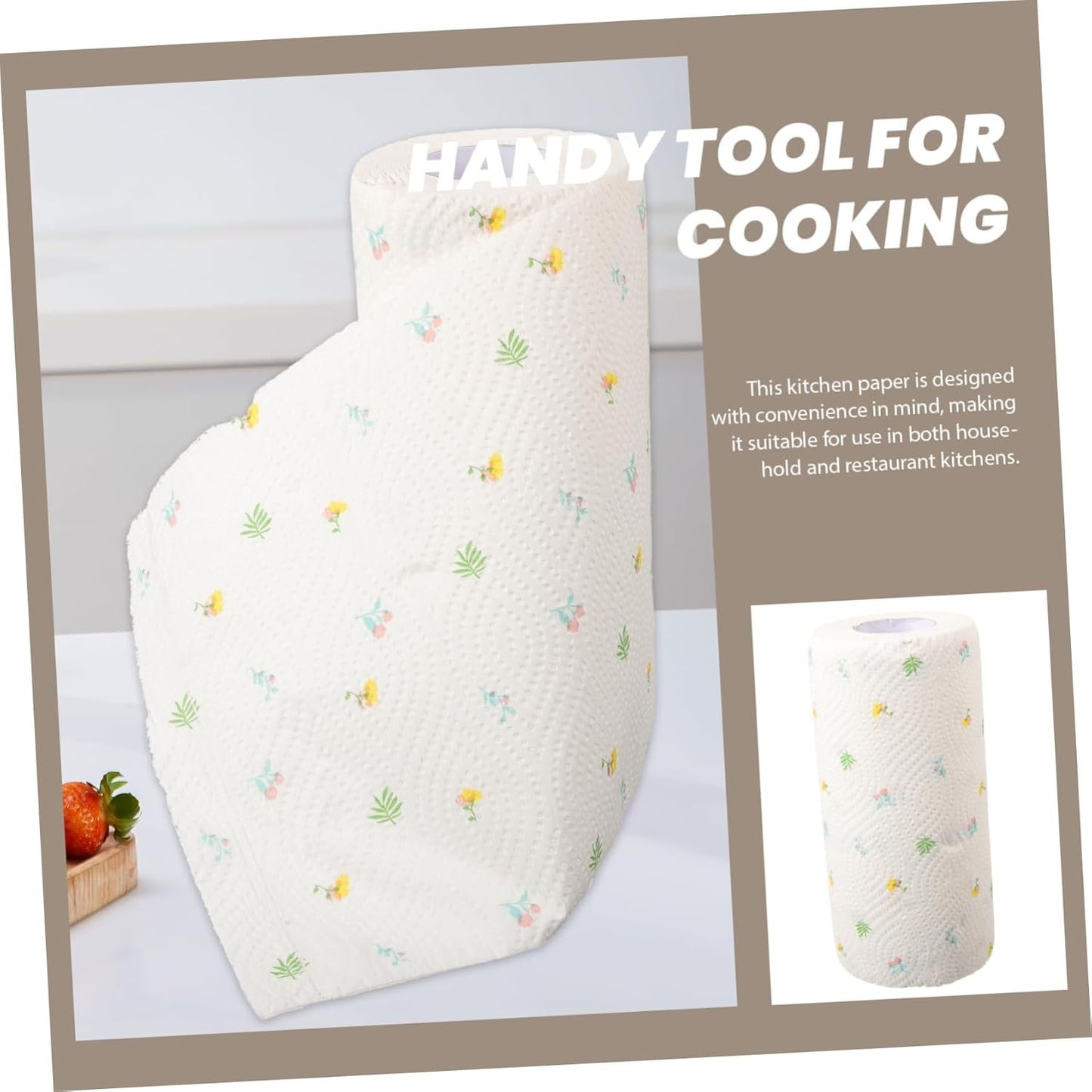 Beatifufu 1 Roll Kitchen Paper Towel Durable Water Locking Design Random Style for Home Cooking Cleaning