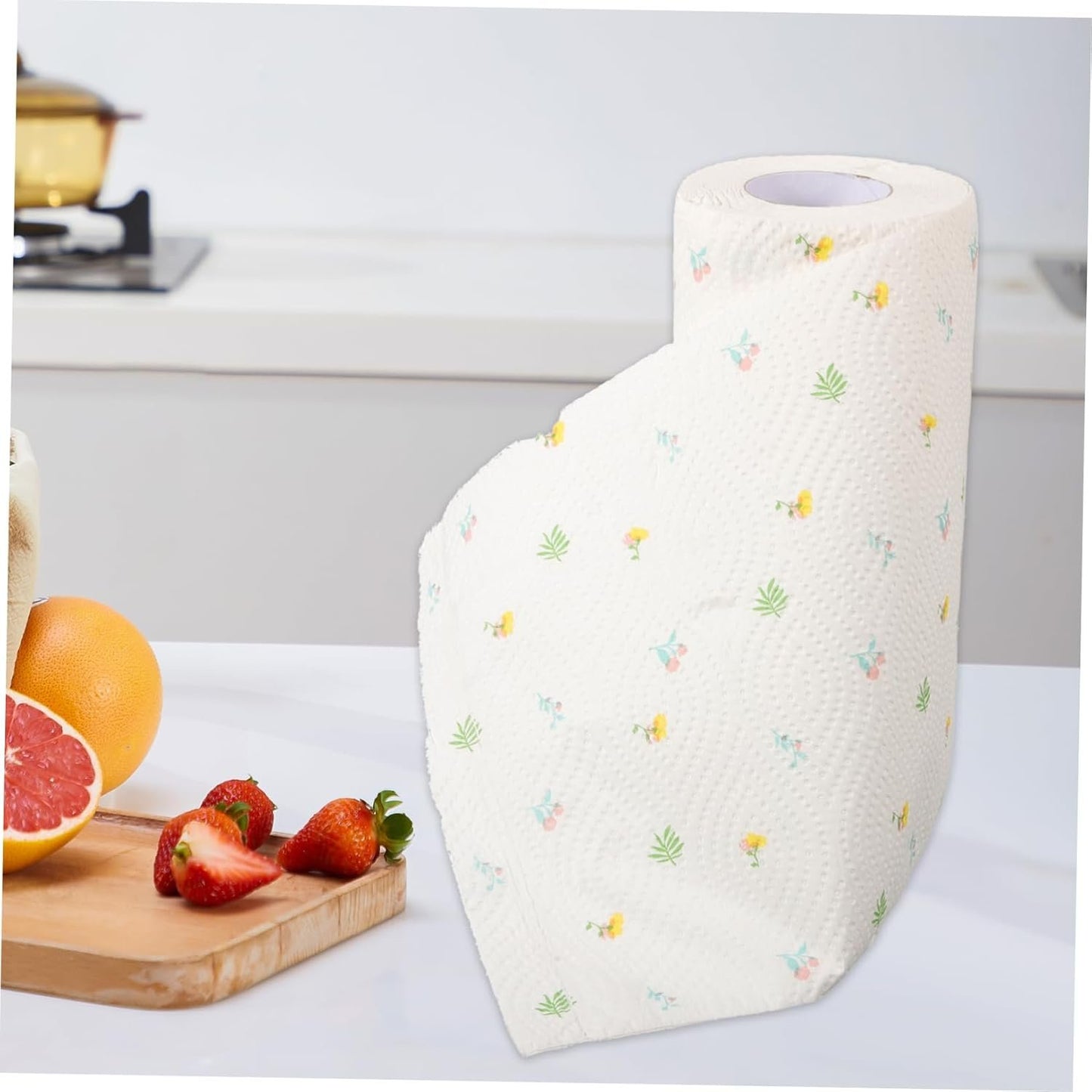Beatifufu 1 Roll Kitchen Paper Towel Durable Water Locking Design Random Style for Home Cooking Cleaning