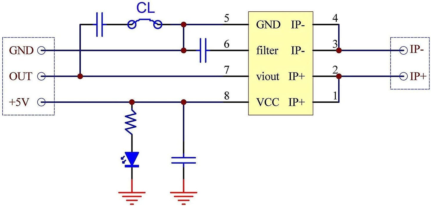 Slim DIN Rail Mount AC/DC Current Sensor Module, Based on ACS712. (+/-30Amp)
