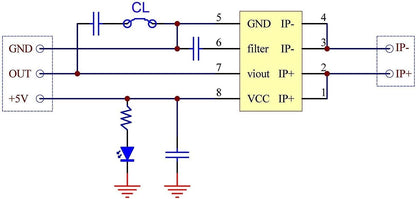 Slim DIN Rail Mount AC/DC Current Sensor Module, Based on ACS712. (+/-30Amp)