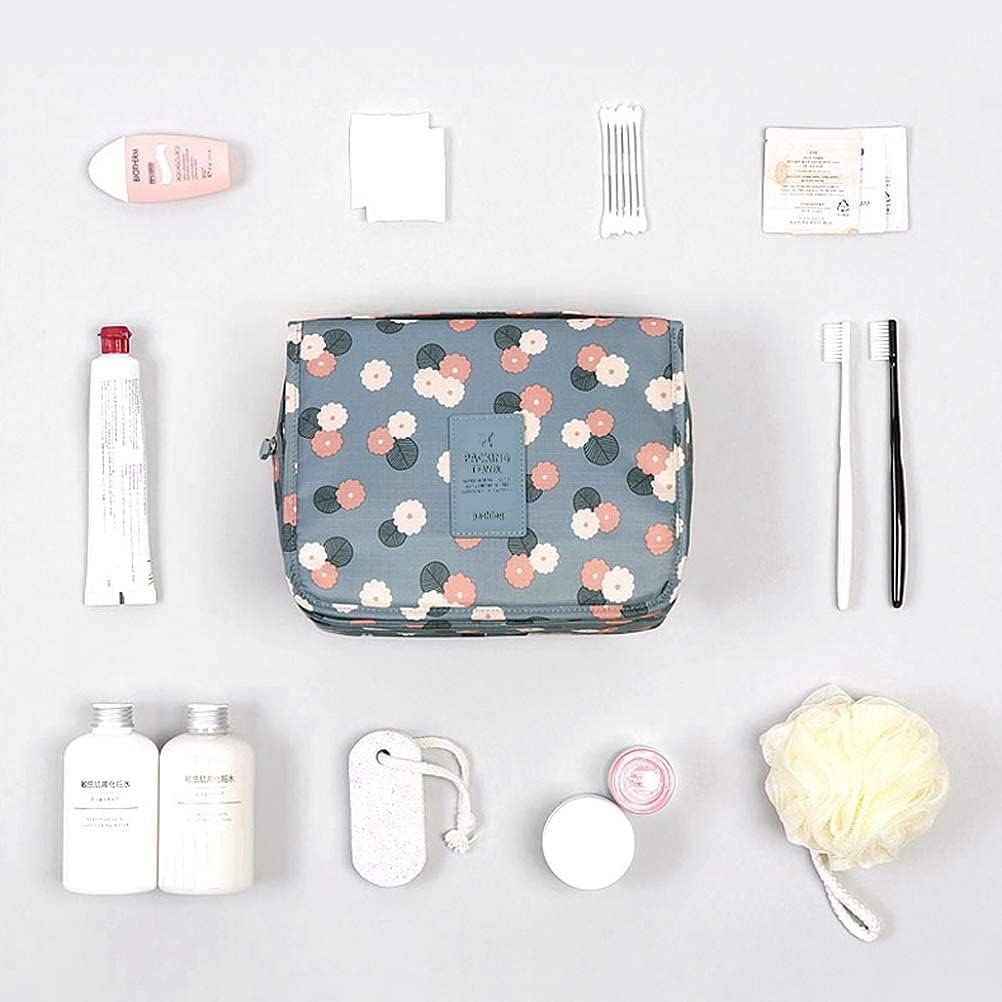 Hanging Travel Toiletry Bag, Foldable Cosmetic Organizer, Waterproof Wash Bag With Hook for Skincare, Makeup, Hygiene - Travel Organizer