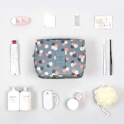 Hanging Travel Toiletry Bag, Foldable Cosmetic Organizer, Waterproof Wash Bag With Hook for Skincare, Makeup, Hygiene - Travel Organizer