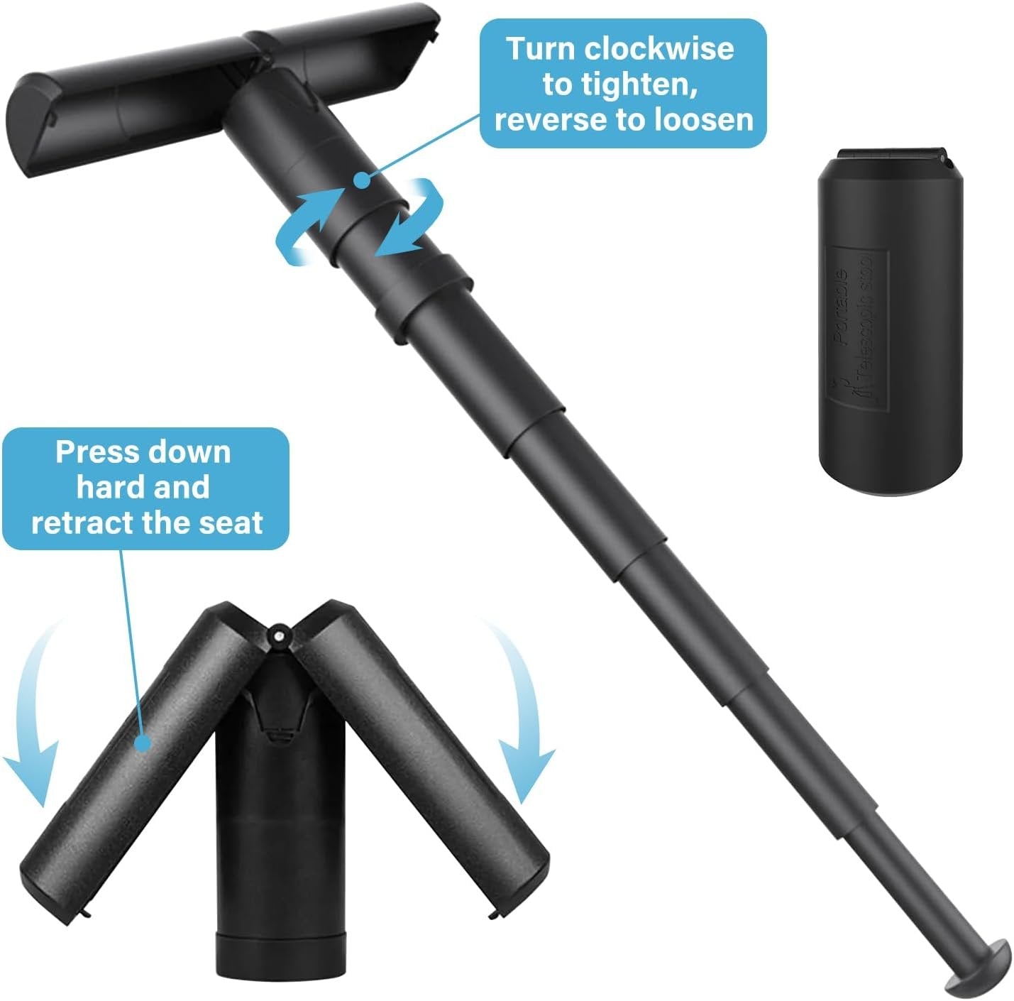Youngly Portable Telescopic Chair Folding Stool Cane Subway Travel Outdoor Folable Seat Chairless Chair