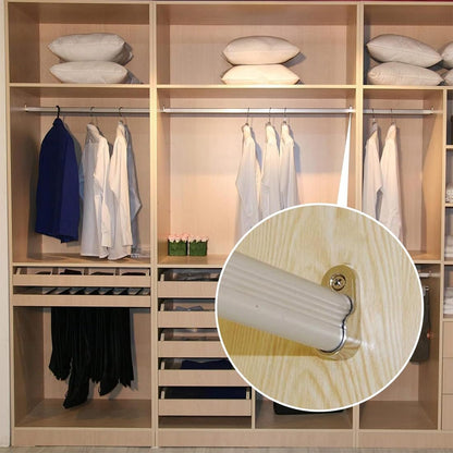 JEYORZY 4 x Wardrobe Tube Support, 16 mm Cabinet Rod Sockets, Interior Closet Accessories, for Rod End Rail for Curtains and Cabinets