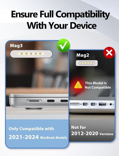 140W C to Magnetic 3 Charger, Compatible with MacBook Air 13, 15 Inch/Mac Book Pro 14, 16 Inch, M1/M2/M3/M4 from 2021/2022/2023/2024/2025 Models, 6.6FT【Original Quality】