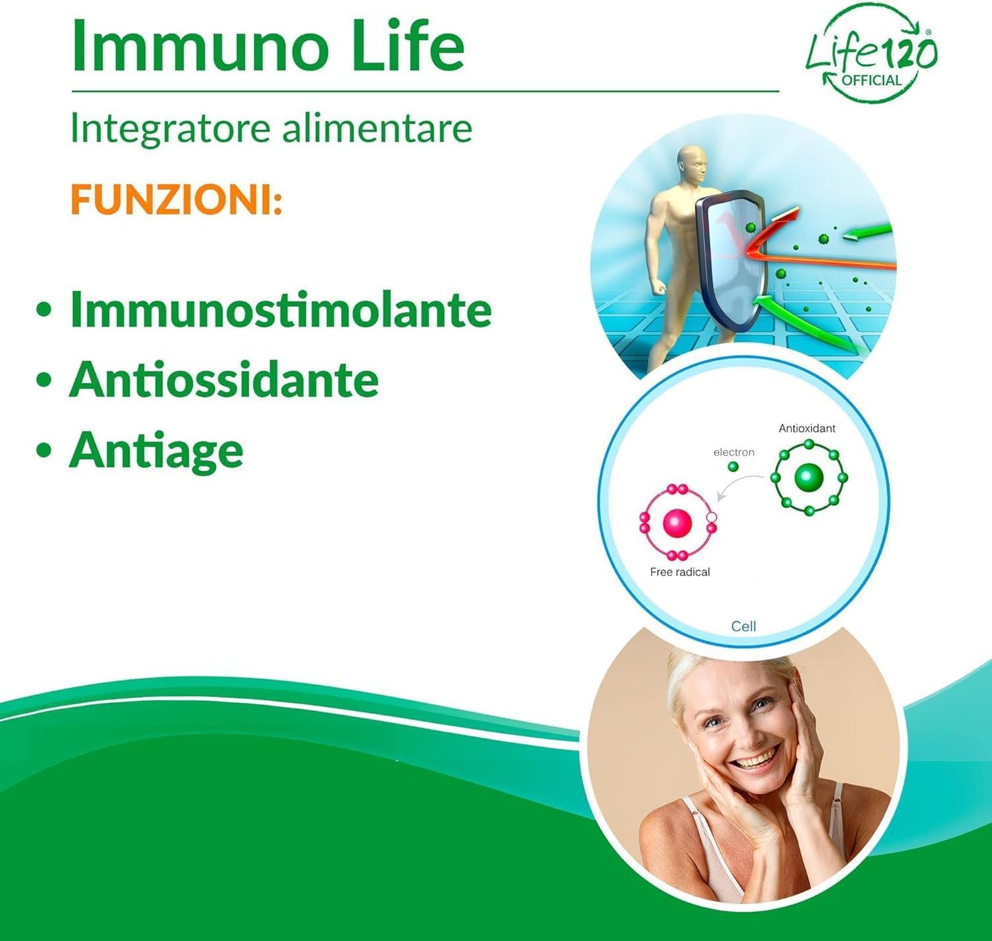 Life 120 - Immuno Life - 30 CAPSULES - Food supplement based on plant extracts, vitamins and minerals - Pack of 2