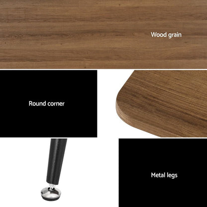 Artiss Dining Table, 120cm Rectangle White Coffee Tables Side Wooden Buffet Desk Lounge Desks Home Living Room Bedroom Kitchen Office Cafe Restaurant Furniture, 4 Seater Steel Legs