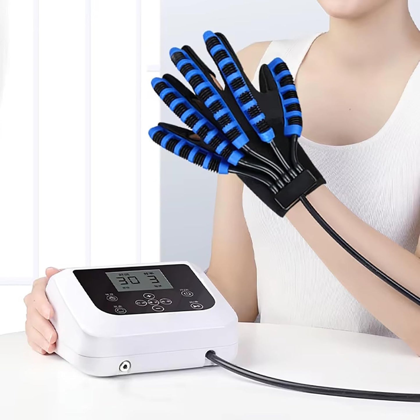 Guanti Robotici Riabilitativi, Attrezzatura Per Il Recupero Da Ictus Emiplegico Alla Mano Per Ictus Fisioterapica, Attrezzi Riabilitazione Artrite Guanti Da Massaggio(Left,X-Large)