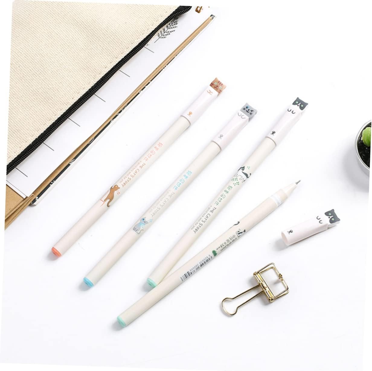 STOBOK Cute Cat Gel Pens 0.38mm Black Ink Japanese Stationery for Office School