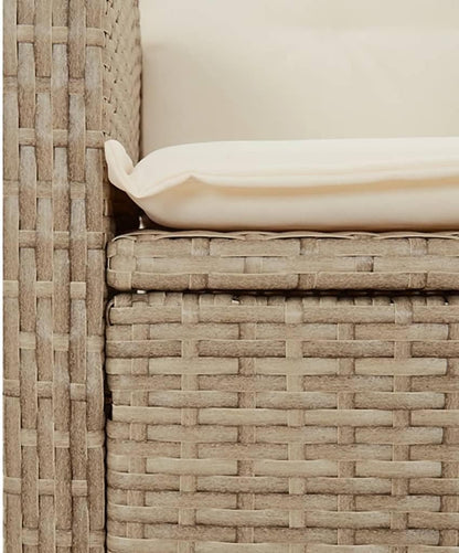 vidaXL 9-Piece Poly Rattan Garden Dining Set - Beige/Cream - Adjustable Recliners - Outdoor Patio/Deck/Backyard - Cushions & Tempered Glass Tabletop