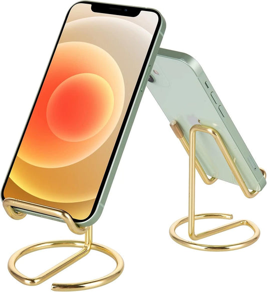 ROPOSY Cell Phone Stand for Desk, Cute Metal Gold Cell Phone Stand Holder Desk Accessories, Compatible with All Mobile Phones, iPhone, Switch, iPad