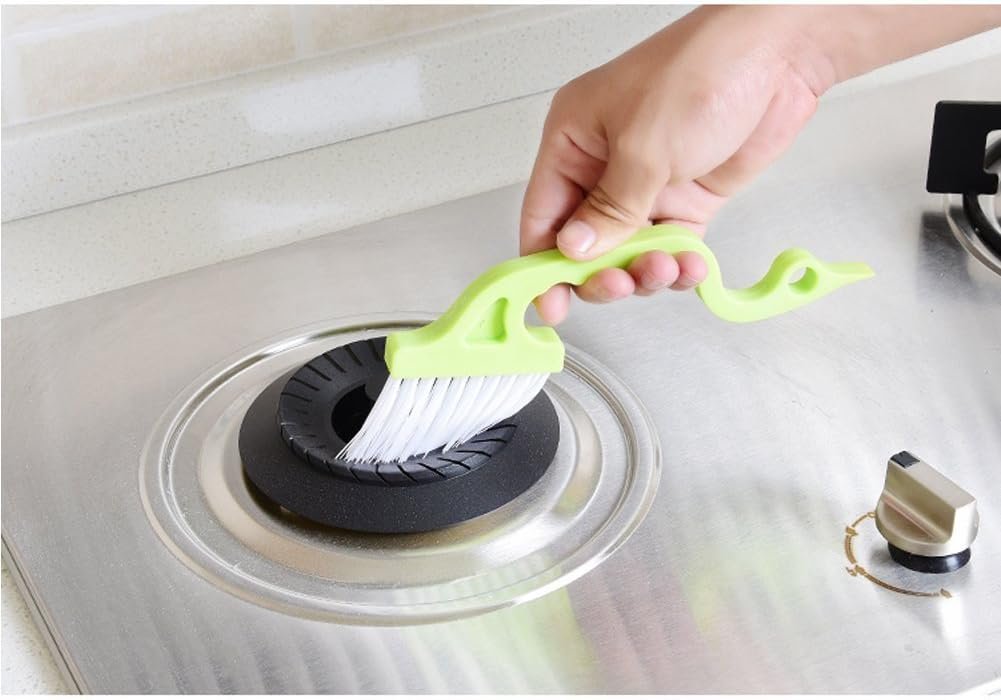 2pcs Hand-held Groove Gap Cleaning Tools Door Window Track Kitchen Cleaning Brushes(Green)