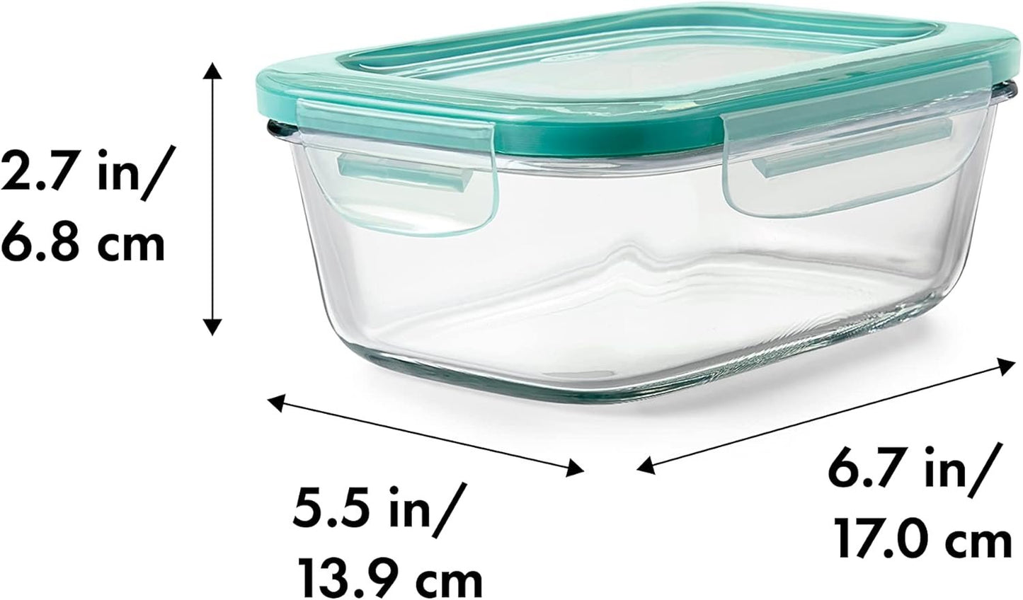 OXO Good Grips 3.5 Cup SNAP Leak Proof Glass Rectangle Food Storage Container, Clear