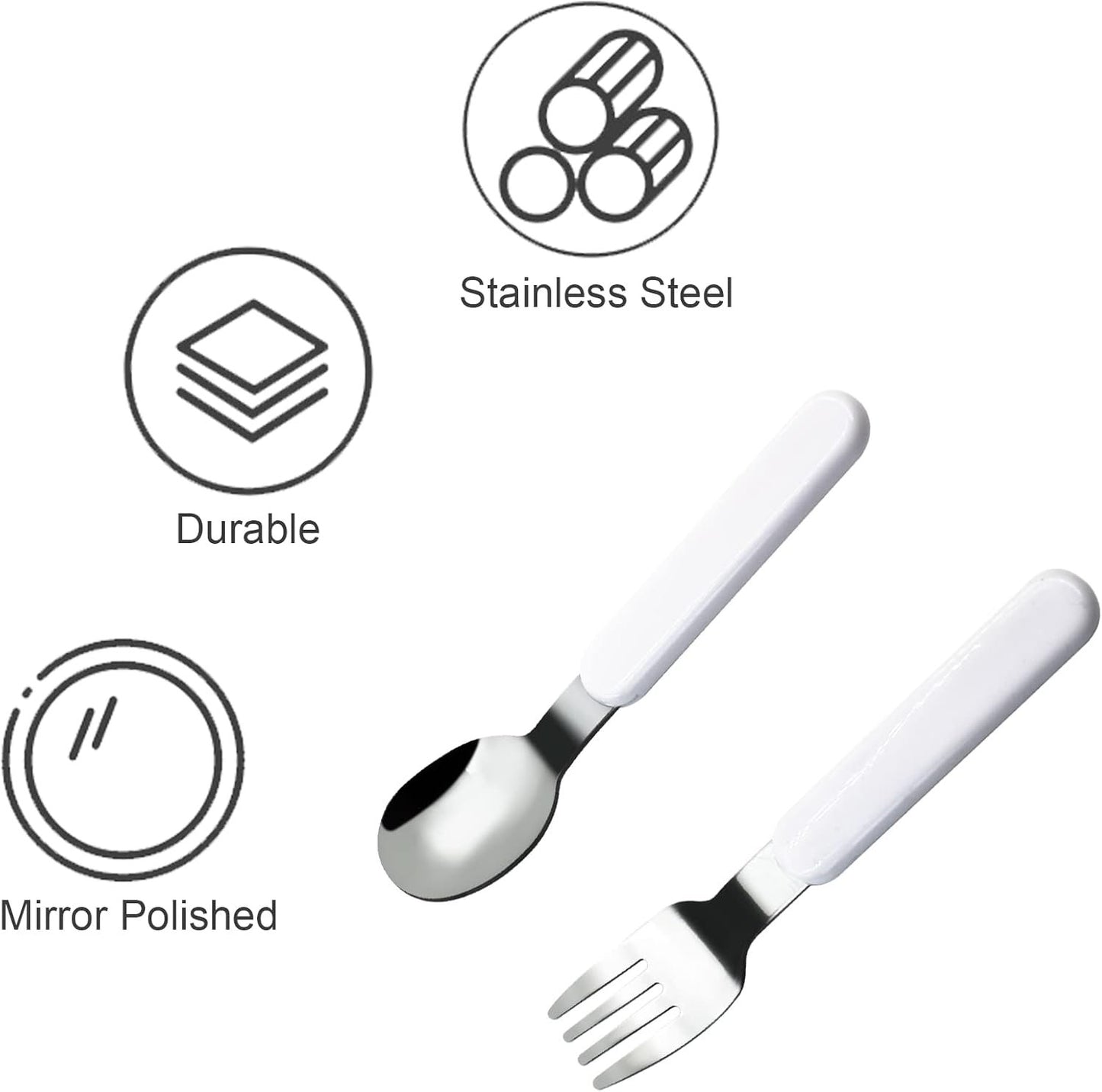 VANRA 2-Piece Children Fork and Spoon Set 18/10 Stainless Steel Child Flatware Set Kids Utensils Set with Case for Lunch Box