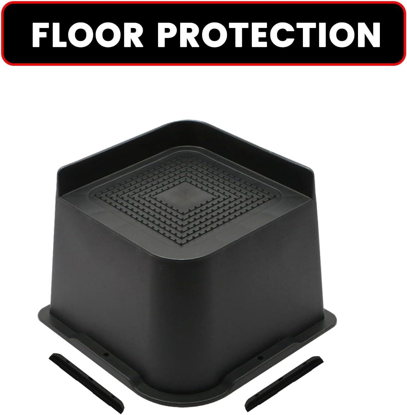 MQFORU Bed Risers 4 inch,L Shape Oversized Furniture Risers,Heavy Duty Support to 6000lbs,Wide Opening Bed Lifts for Bed, Couches, Tables, Desks (Black,4pack)