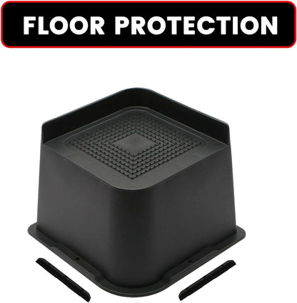 MQFORU Bed Risers 4 inch,L Shape Oversized Furniture Risers,Heavy Duty Support to 6000lbs,Wide Opening Bed Lifts for Bed, Couches, Tables, Desks (Black,4pack)
