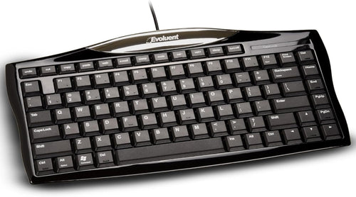Evoluent EKB Essentials Full Featured Compact Keyboard, Black Housing, Black Keys, W