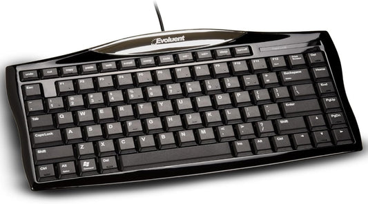 Evoluent EKB Essentials Full Featured Compact Keyboard, Black Housing, Black Keys, W