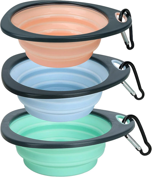 GKYZBB Dog Bowl Pet Collapsible Bowls,3 Pack Collapsible Dog Water Bowls for Cats Dogs,Portable Pet Feeding Watering Dish for Walking Parking Traveling with 3 Carabiners